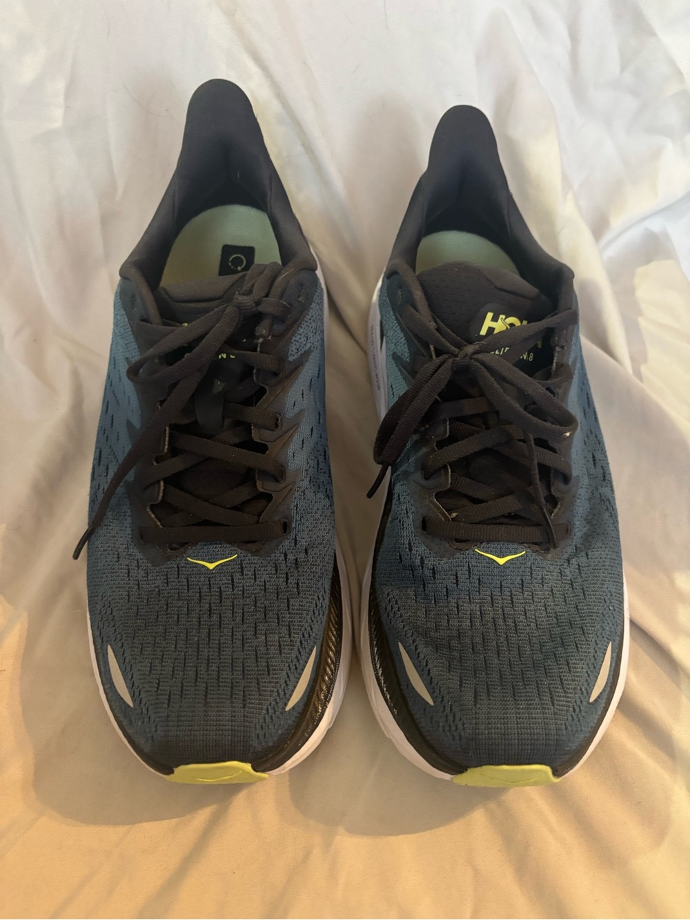 Hoka Men's Teal and Black Running Shoes with Yellow Accents